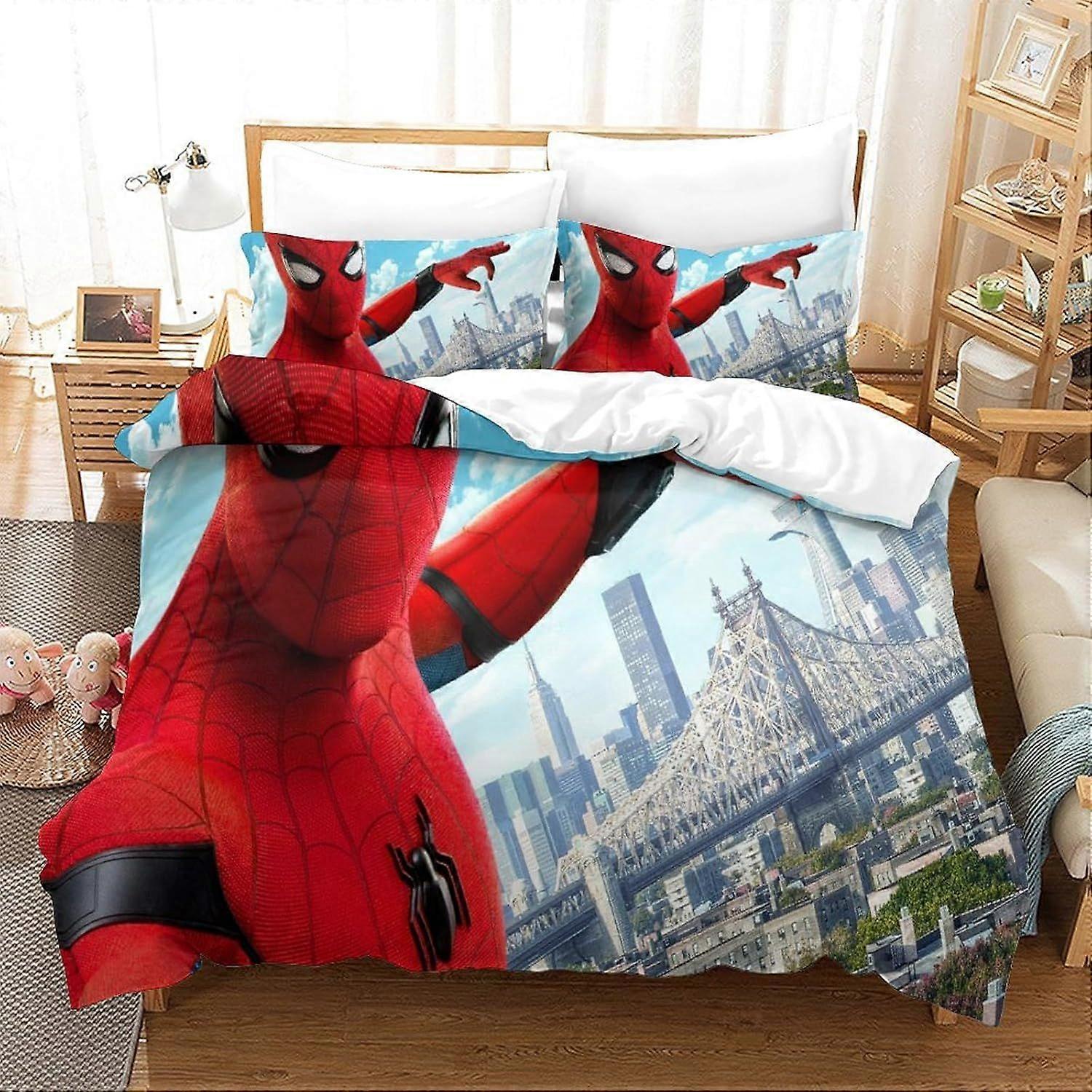 u60 Spider-Man - 3D Duvet Cover, Cotton Bedding Set, Easy Care Printed Duvet Cover And Pillowcase, Superheroes,for Adults And Children . m60