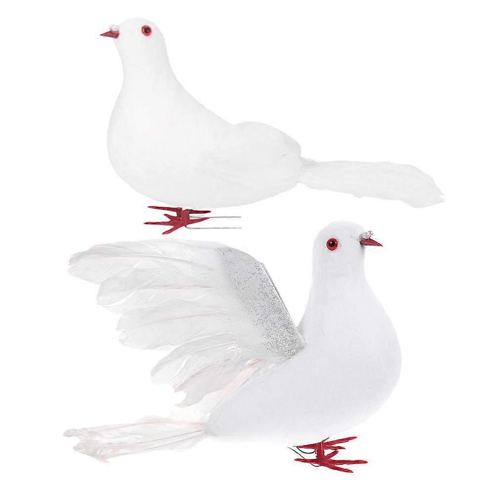 Artificial Foam Birds for Decor 3Pcs Feathered Pigeon Set