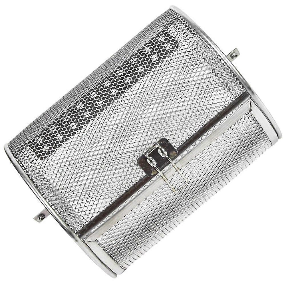Grill Rolling Basket Round Shape Silver Color Roasting Nuts Kitchen Roasting Tool 1Pack