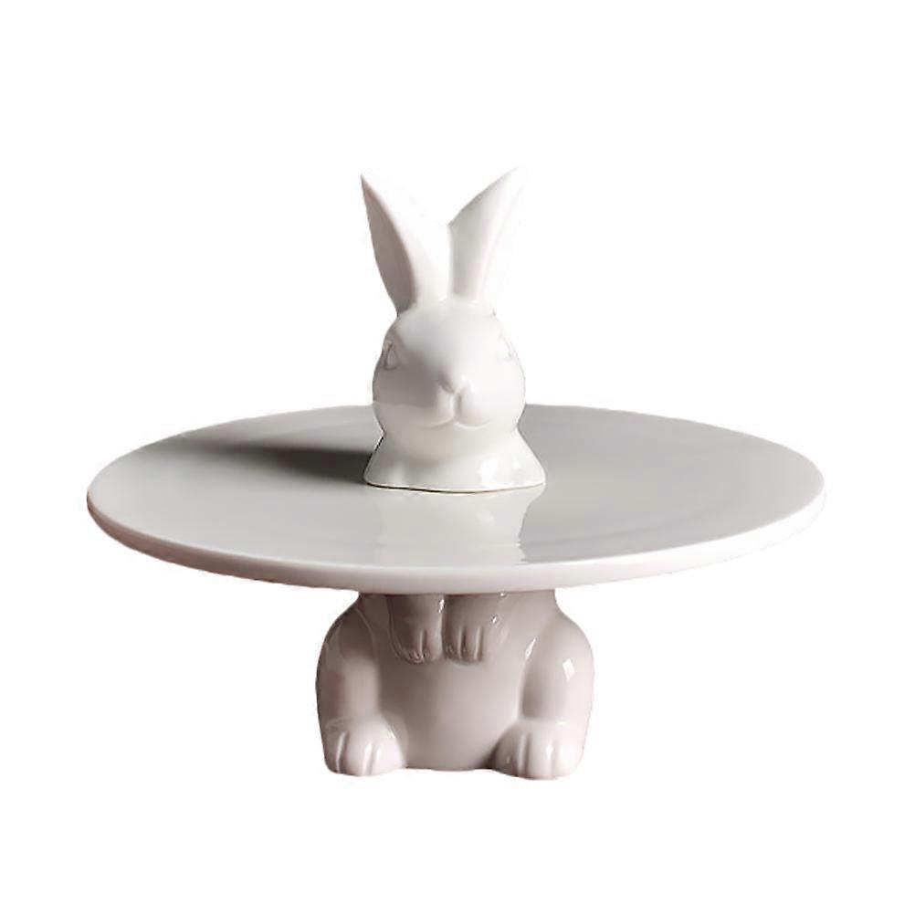 Cake Holder Ceramics Cake Tray for Storage 2Pcs White