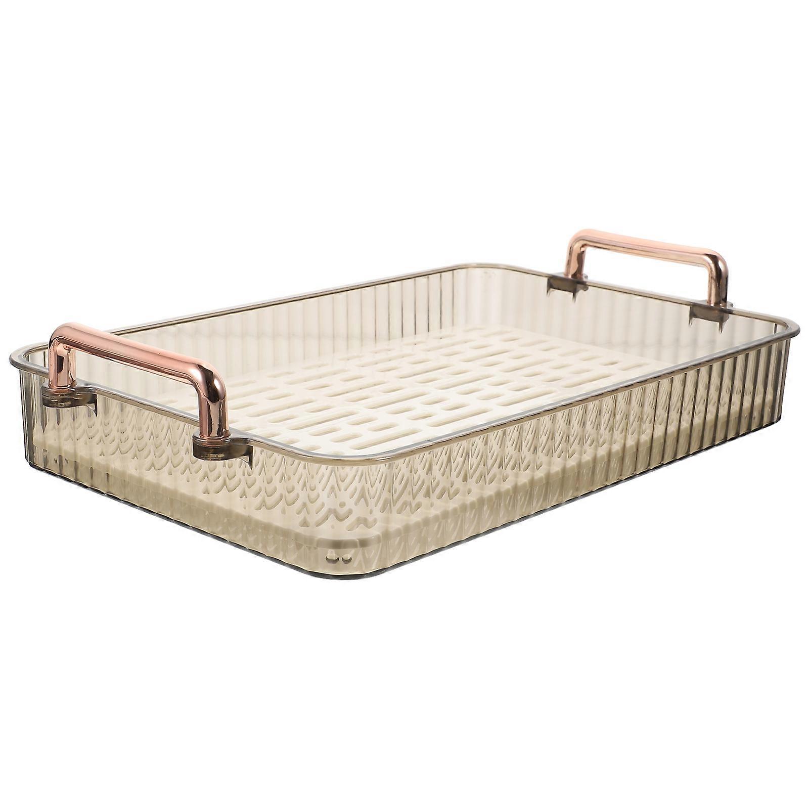 Dish Drain Tray 3Pcs Kitchen Drainer Drying Rack Brown Rectangular Shape For Home Use Prevent Water Leakage
