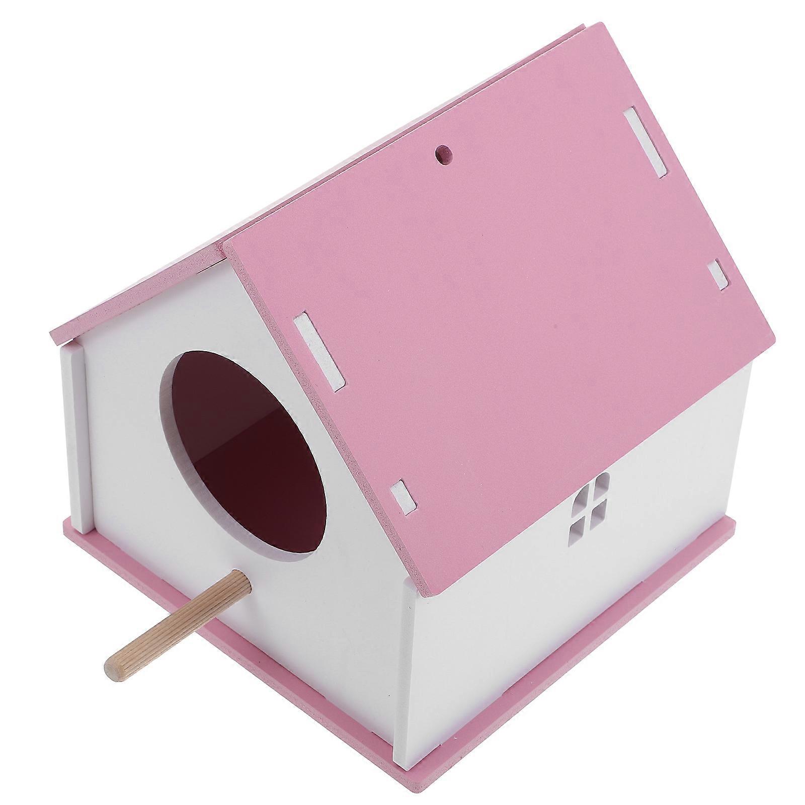 PVC Pet Bird House Parrot Bird Nest for Feeding 2Pcs Pink Lightweight