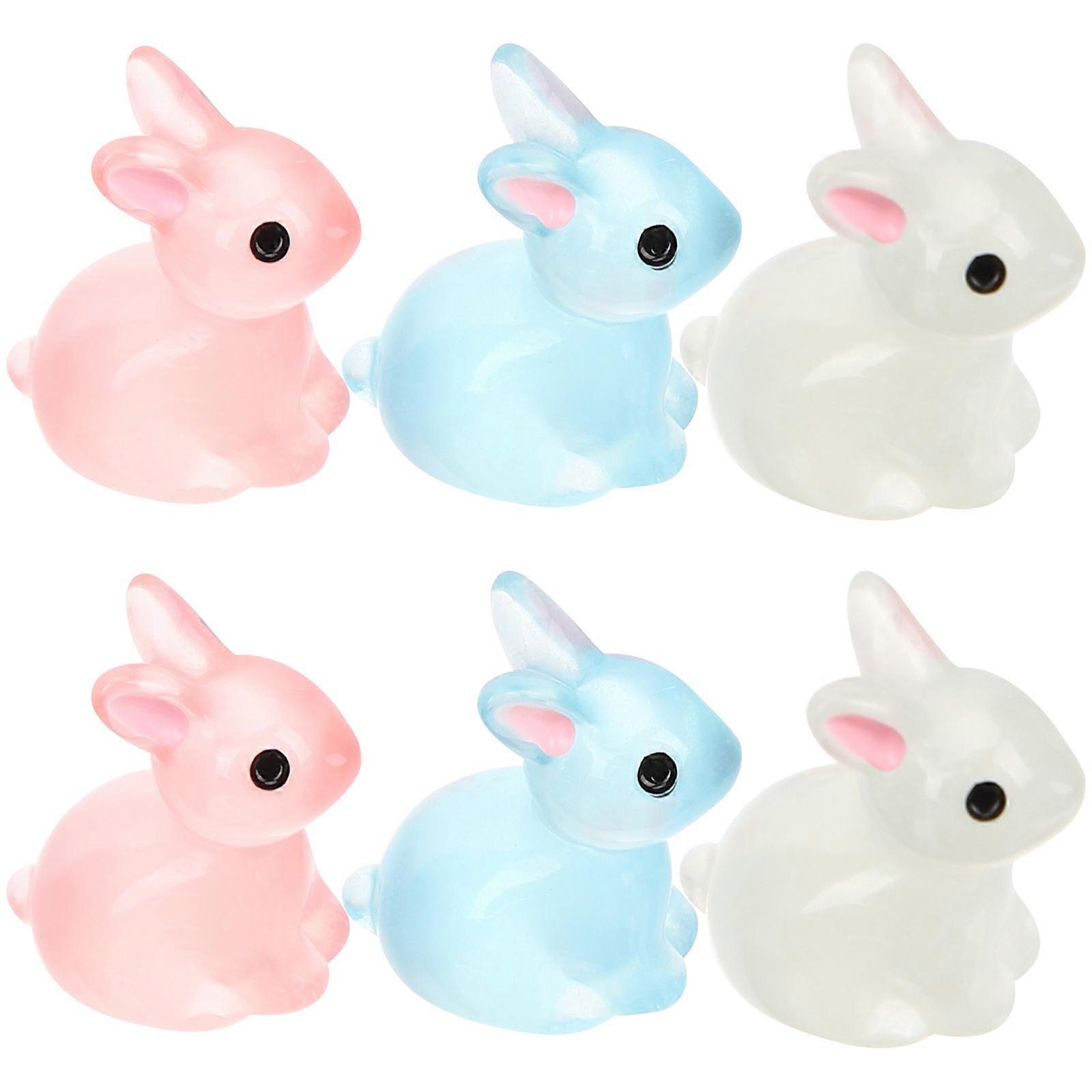 Bunny Figurines Glow in The Dark for Decoration 54Pcs Resin Statues