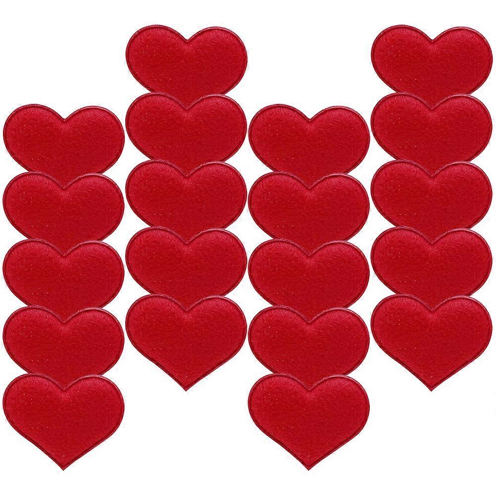 Red Felt Fabric Hearts Felt Heart Patches Decoration Mother's Day Anniversary Red 6.5x6cm 30Pcs