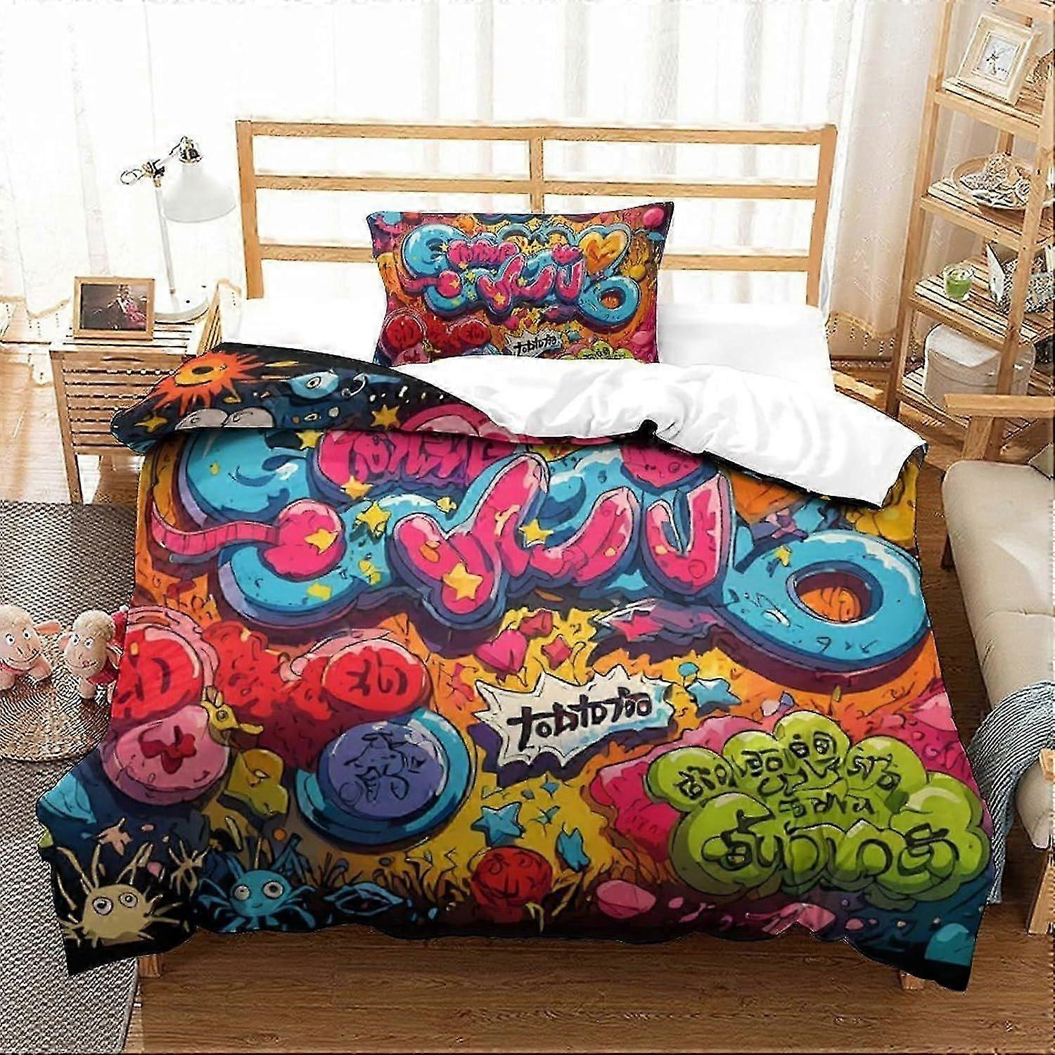 Parure de lit 3 pièces avec housse de couette et taies d'oreiller, motif floral, en microfibre douce et fermeture éclair, 140 x 200 cm, 2025