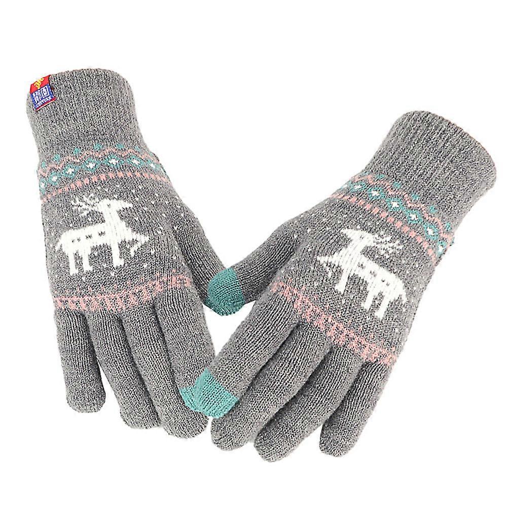 Touchscreen Gloves Warm Knitted Gloves for Hand Warming Use 1Pair Grey Acrylic