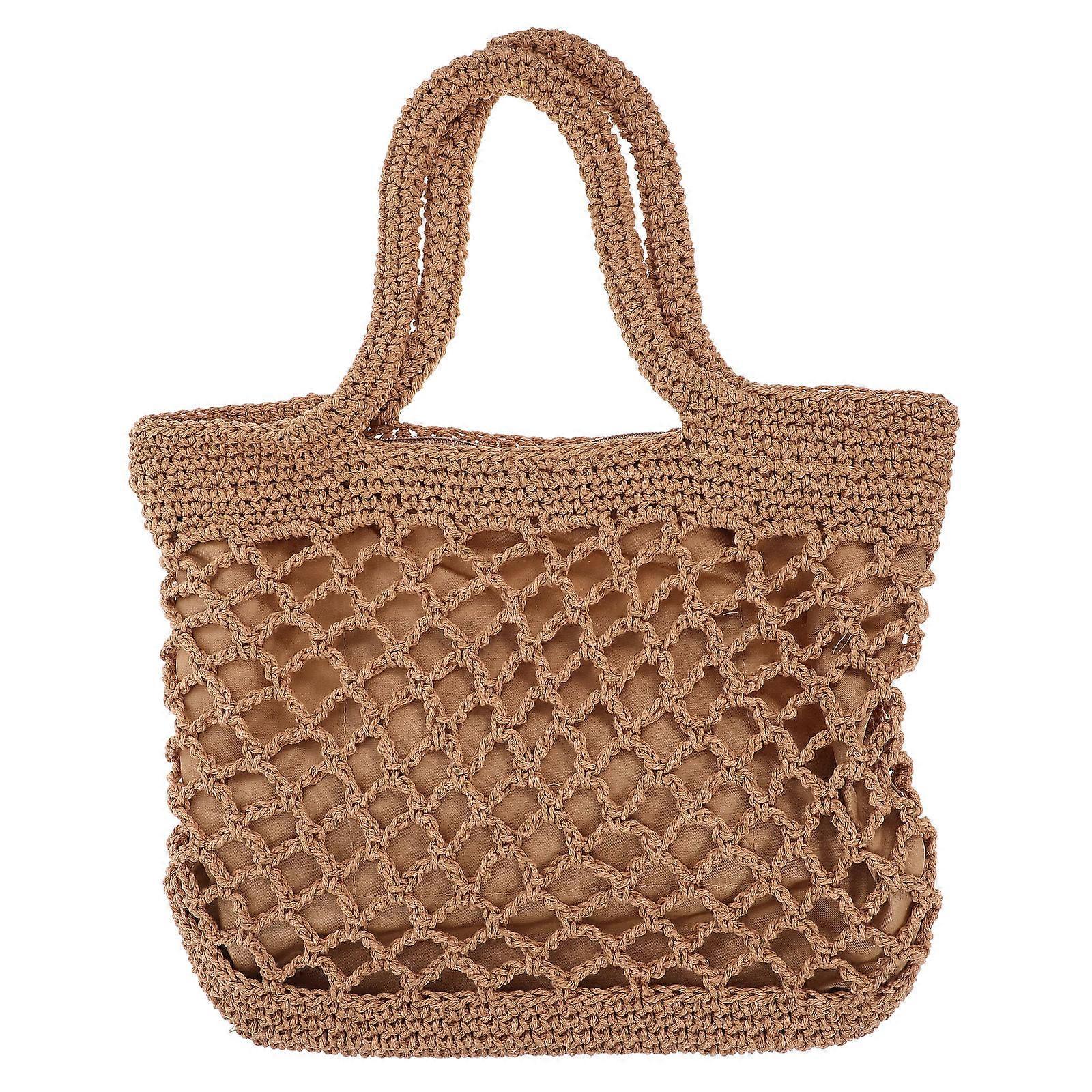 Crossbody Bag Cotton Thread Hand-Crocheted Beach Bag 2Pcs Portable Set
