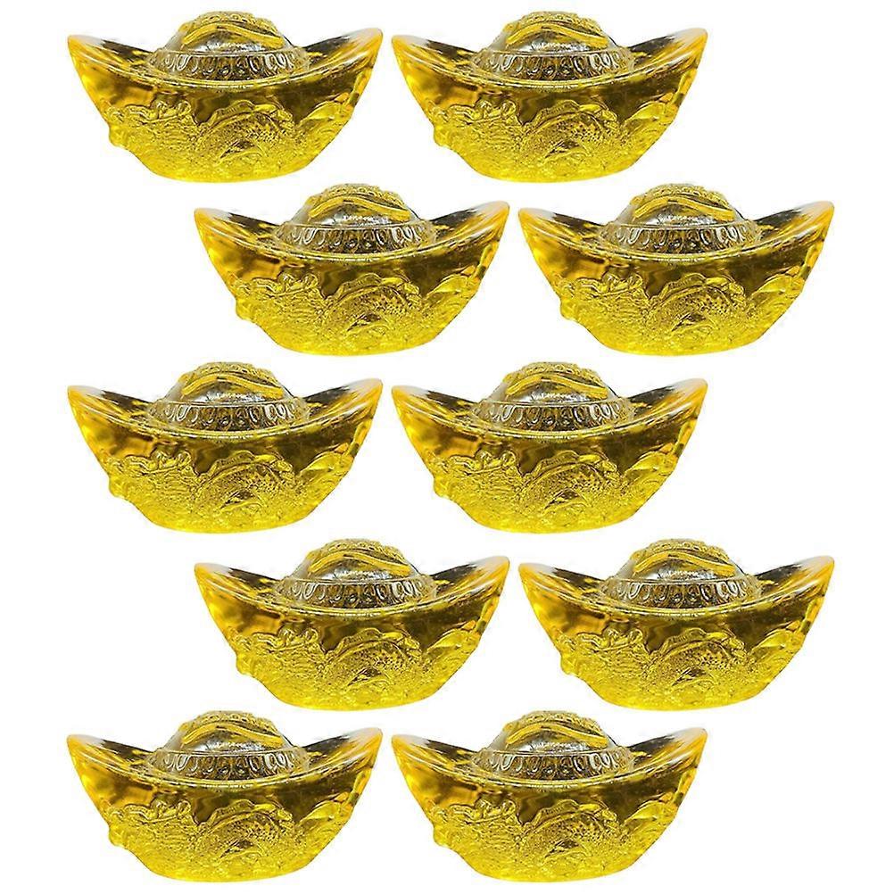 Crystal Ingot Statue Golden Ingot Modeling Decoration with 30Pcs for Wealth and Prosperity