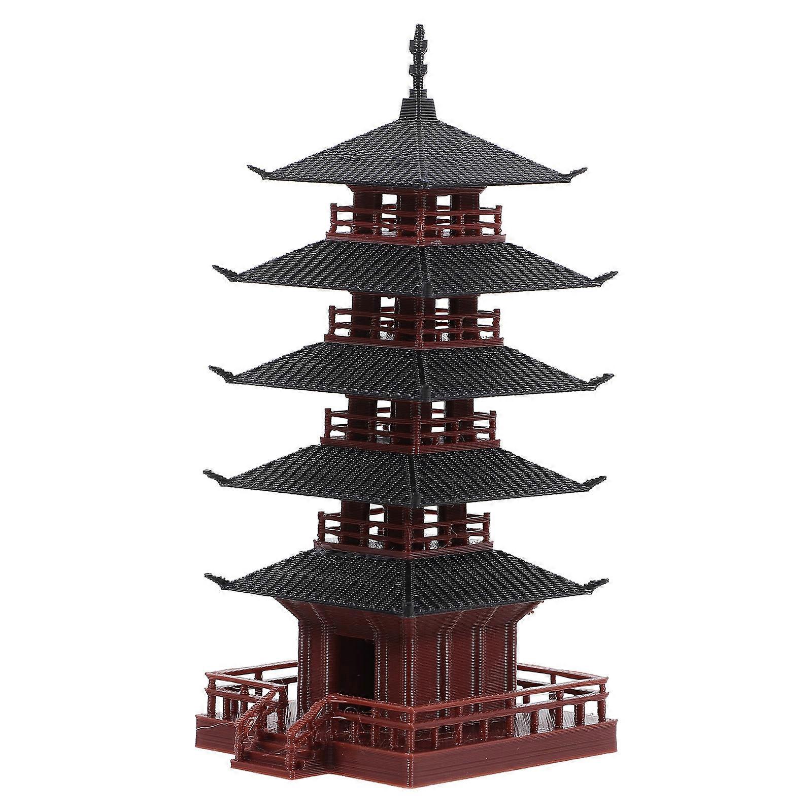 Mini Tower Chinese Tower Model for Decoration 4Pcs Plastic Decorative Statues