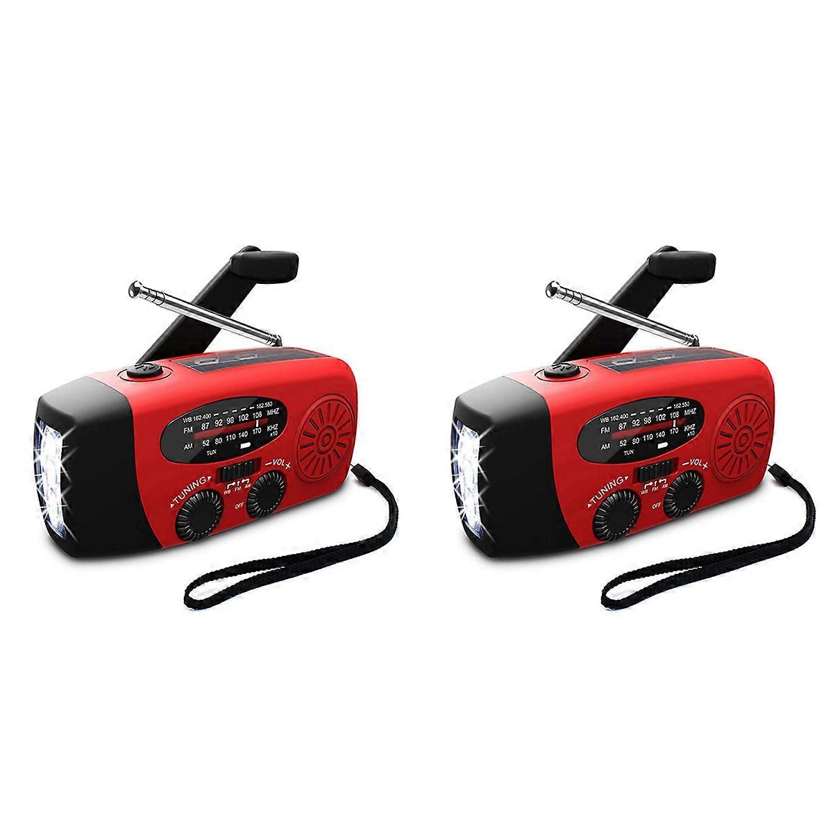 2X Led Flashlights Hand Crank Dynamo Powered AM/FM/NOAA Radio Emergency Rescue LED Flashlight Emerge