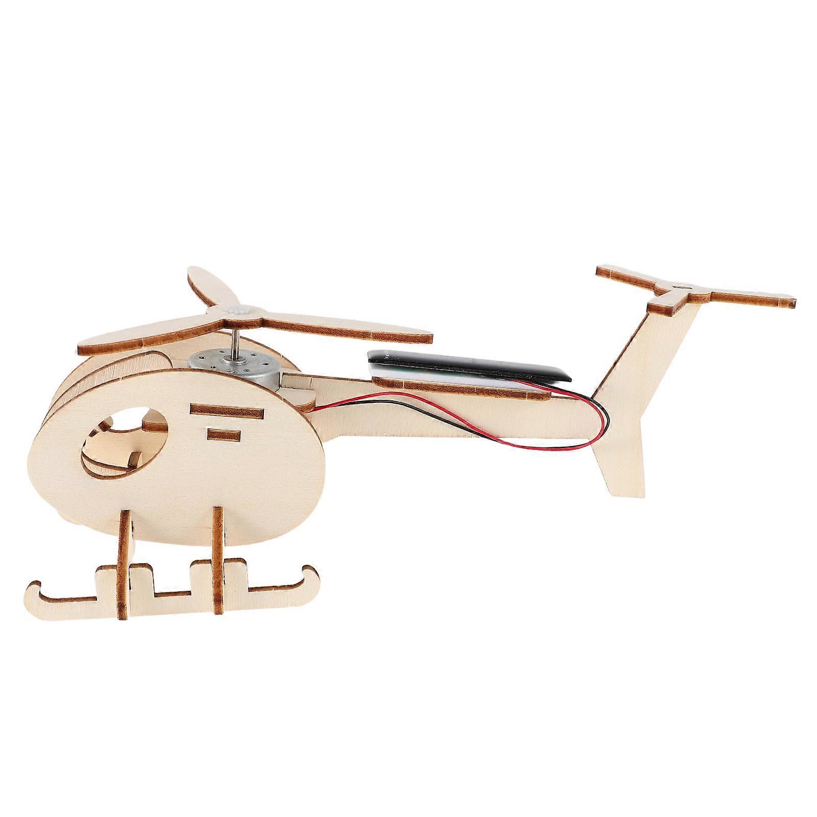 Solar Powered Helicopter Model Toy for Kids 1Set DIY Wooden Science Experiment