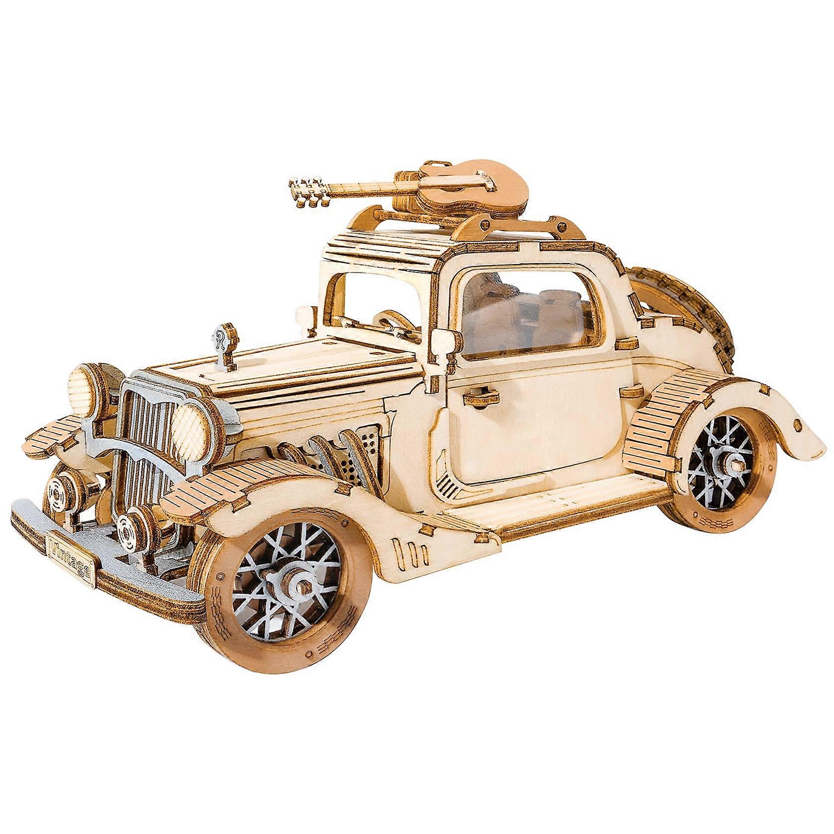 3D Wooden Puzzle Car, DIY Model Kit for Building Vintage Car Crafts, Ideal Gift for Collection Enthusiasts, Fun Assembly Proje
