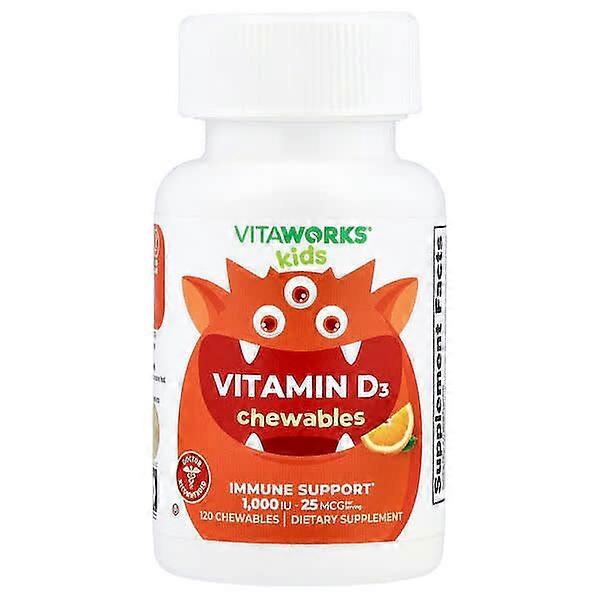 VitaWorks, Kids, Vitamin D3, Orange, 120 Chewables