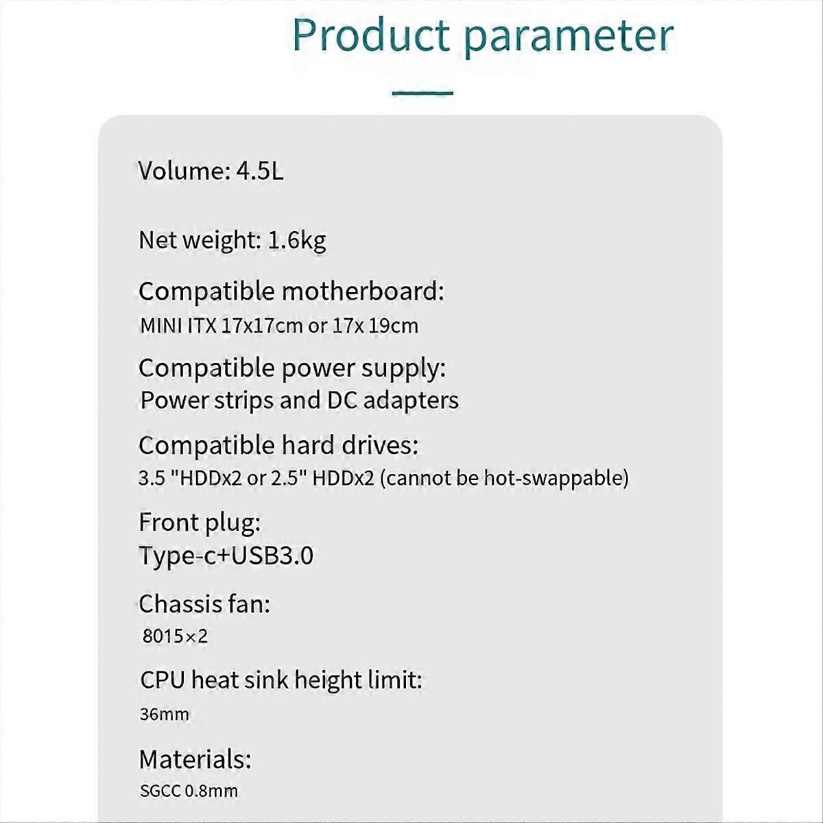 Desktop Chassis ITX Computer Case Mini NAS Computer Case Black