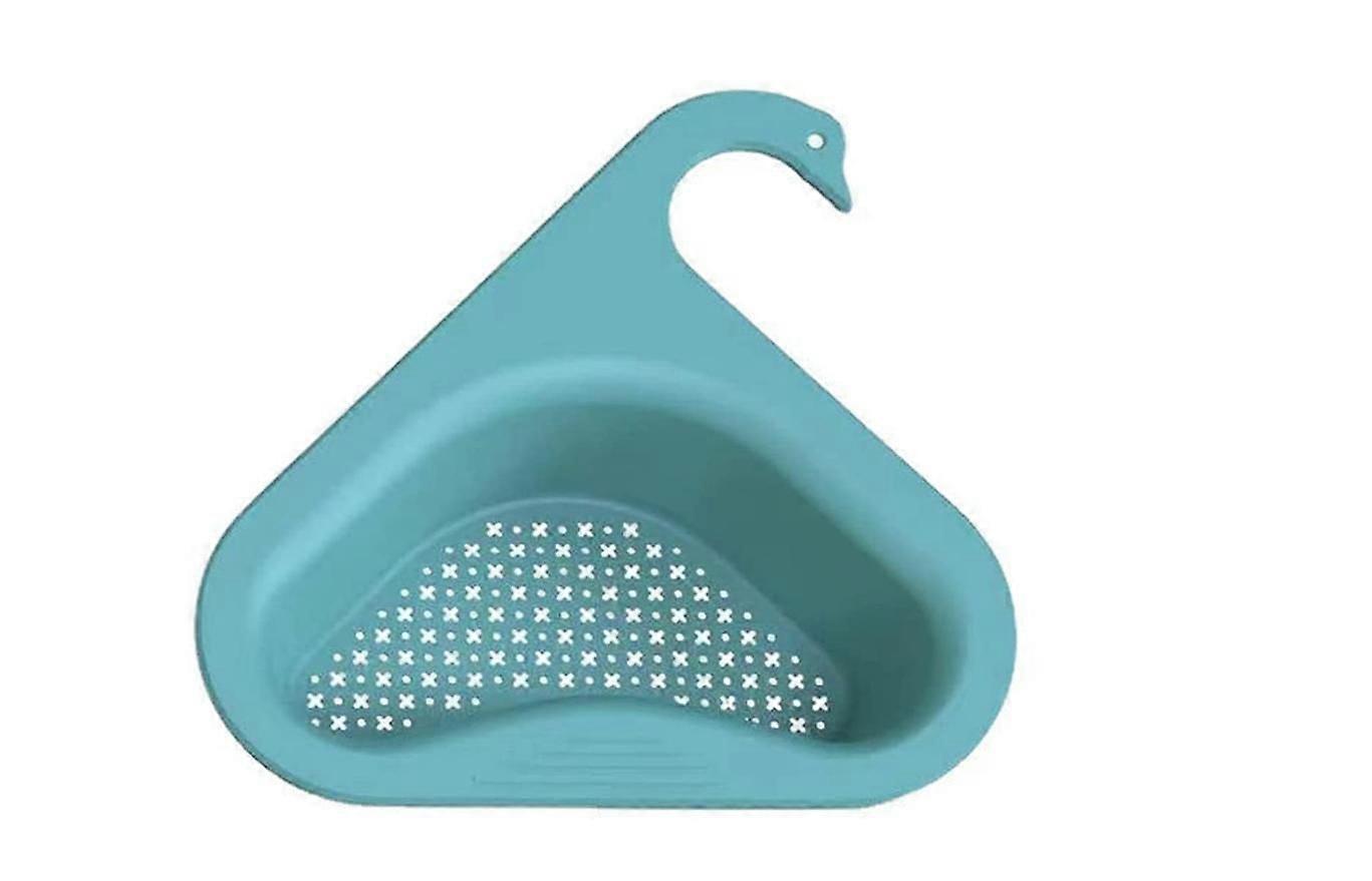 Thickened Triangle Sink Holder, Swan Shape Sink Strainer Basket, Kitchen Drain Rack Storage Shelf for Fruits, Vegetables, Waste, Leftovers (Blue)