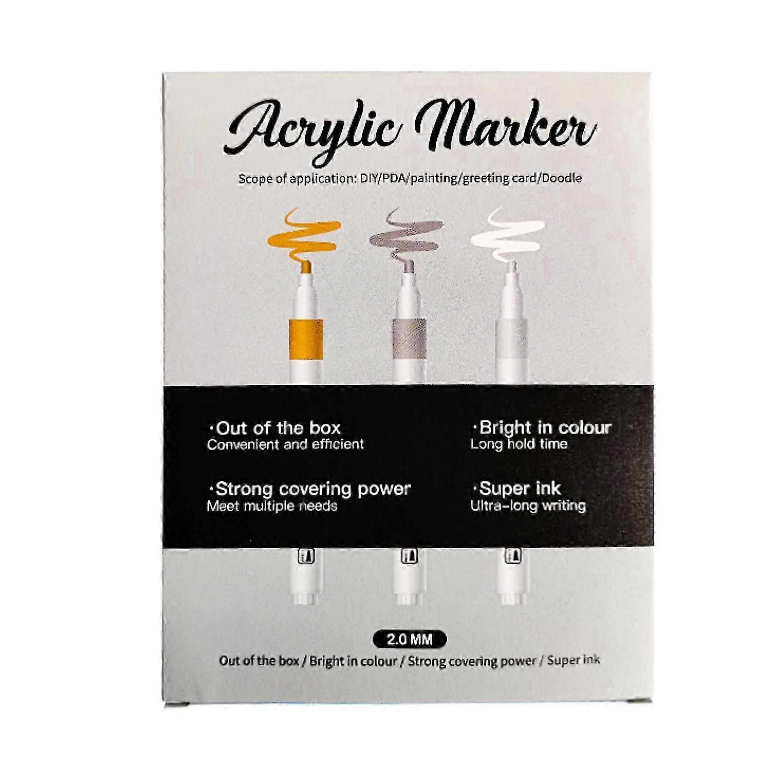 9pcs Drawing markers - Gold + Silver + white