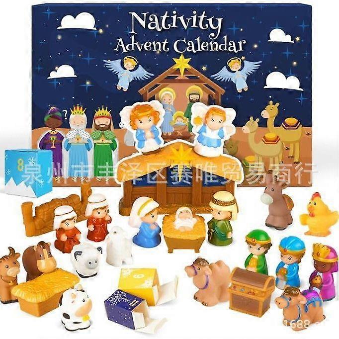 Nativity Advent Calendar 2025 Kids with Light, 25 Days Christmas Countdown Christian Advent Calendar Kids Nativity Play Set, Small Nativity Scene Toy 