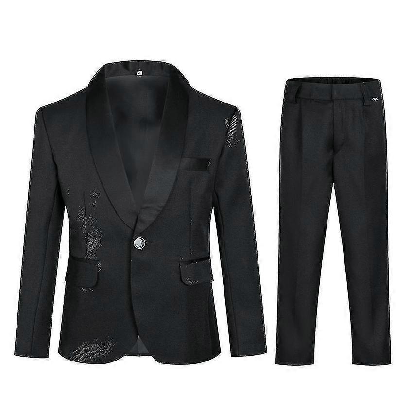 Zweiteiliger Jungenanzug, bestehend aus einreihigem Blazer mit einem Knopf und passender Hose.