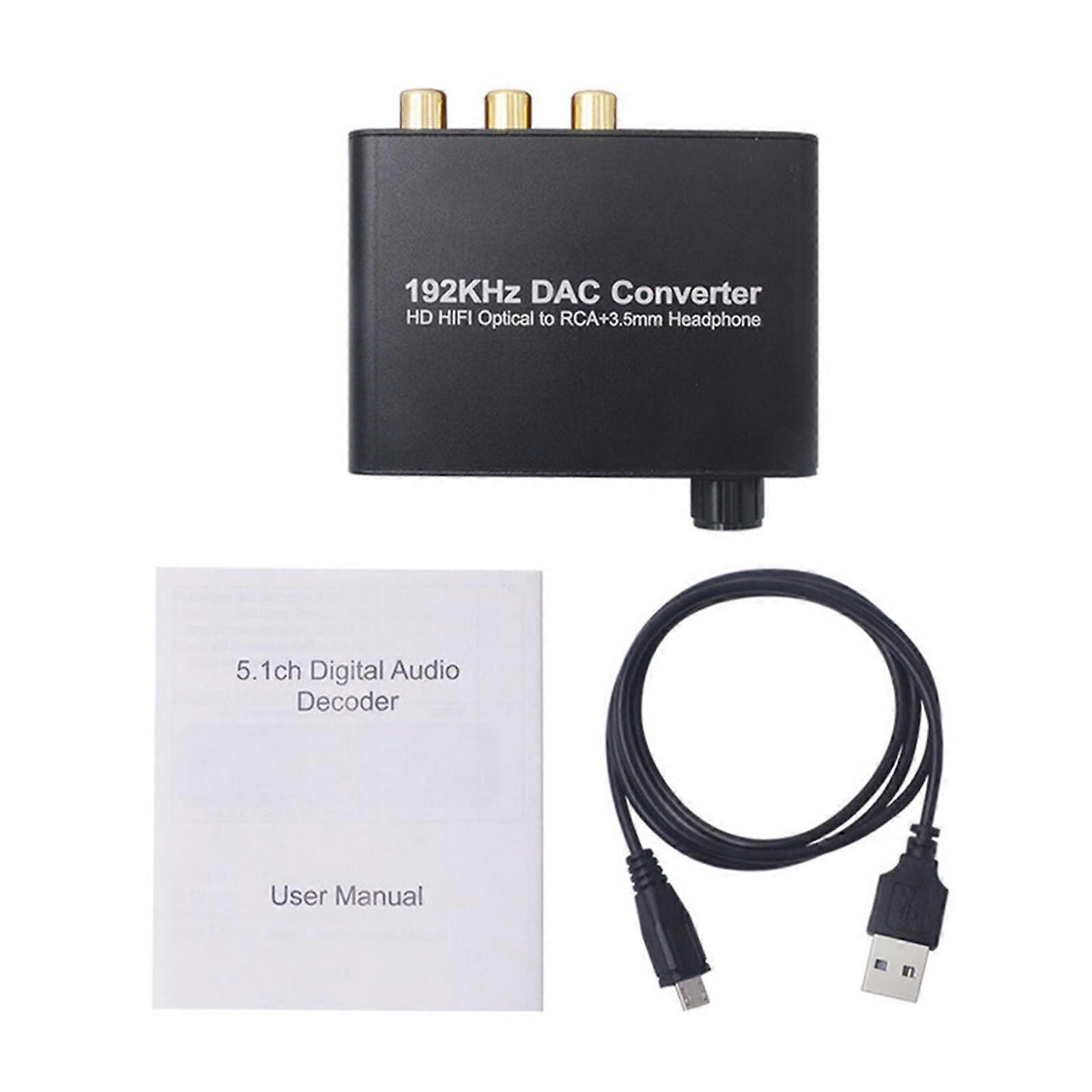 192KHz Converter Extractor DigitalToAnalog Audio Converter With Coaxial And 3.5mm Stereo Outputs L/R
