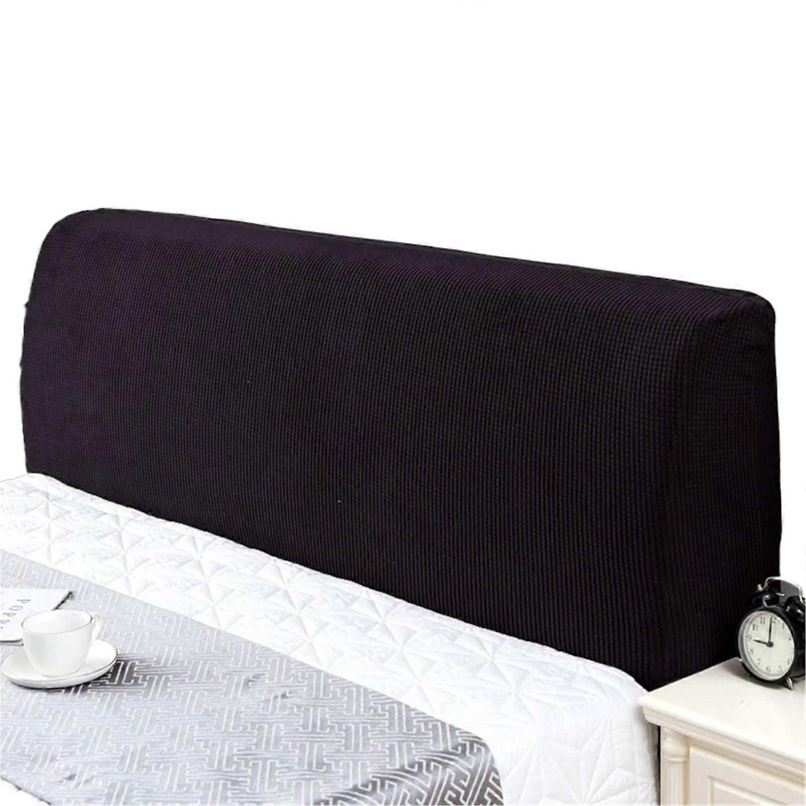 Headboard Cover Stretch Solid Color for Single and Double Beds 200 cm Dark Brown
