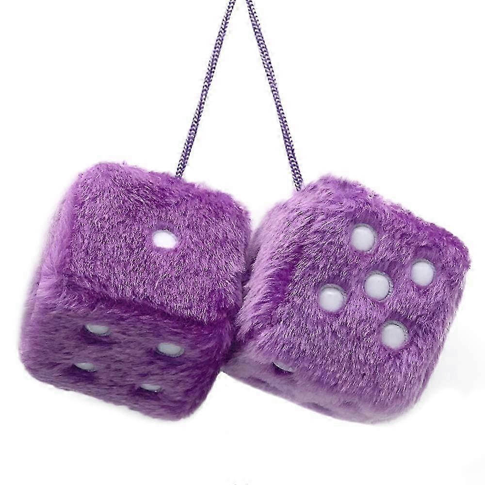 Pair of Retro Square Mirror Hanging Couple Fuzzy Plush Dice
