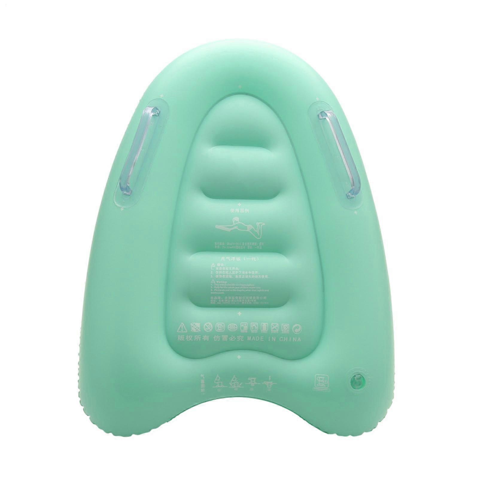 Inflatable Surfboard DoubleHandle Kickboard For Kids And Adults Lightweight Durable Floating Swim Raft Green