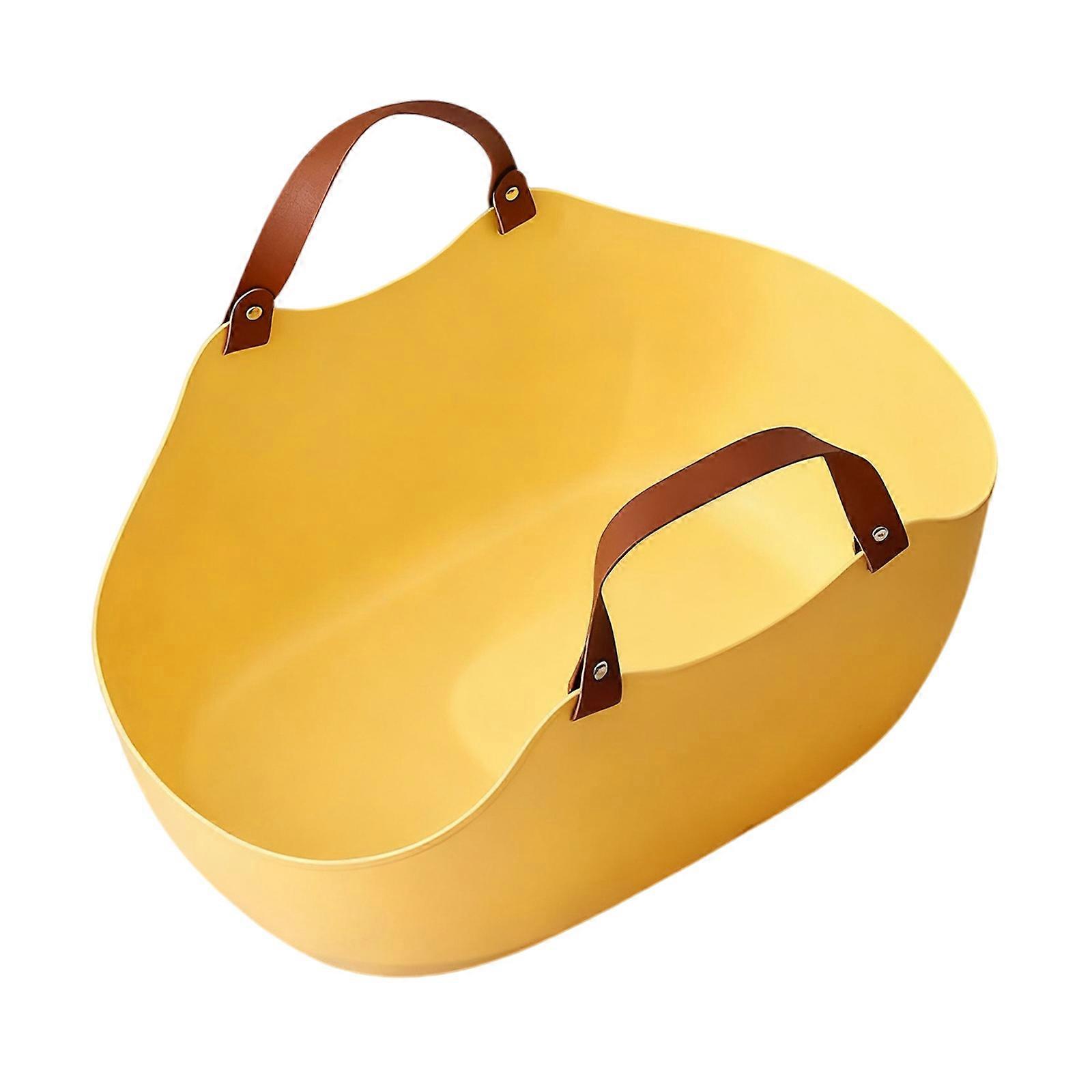 Cats Litter Box With Handle Plastic High Side Height Smooth Surfaces Safe and Hard Deep High Edges Spatter-proof  Yellow