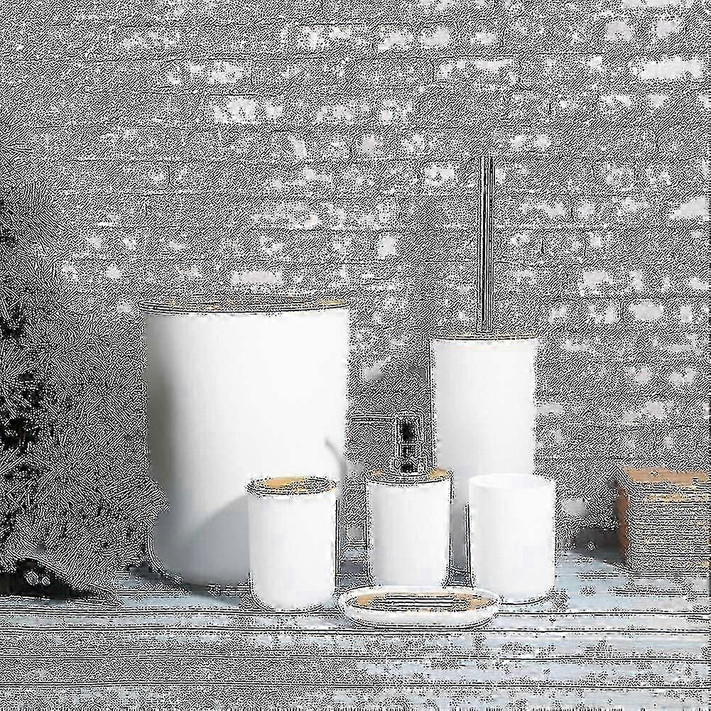6 Pieces Bathroom Accessories, Bamboo Bathroom Accessory