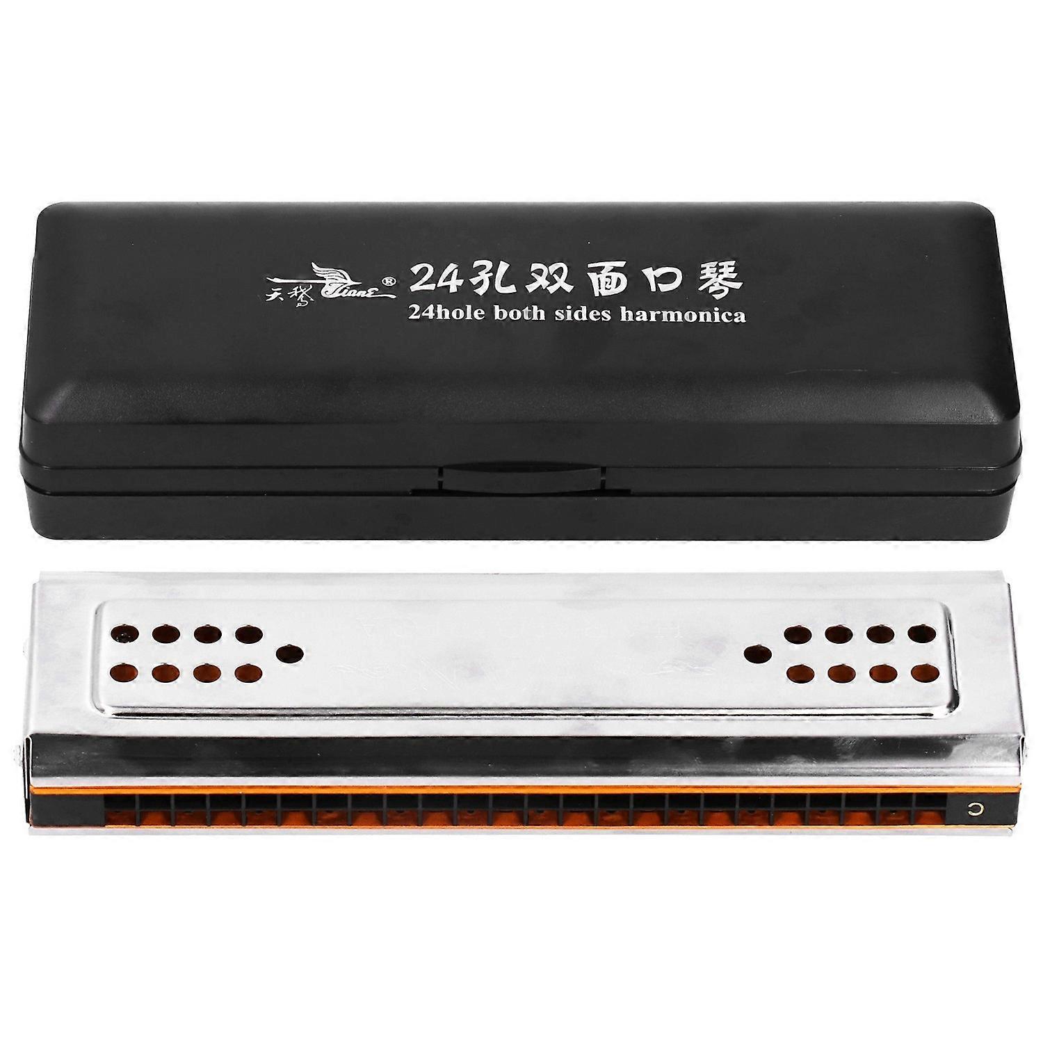 Tremolo Harmonica 24 Holes C&amp;G Key Double‑Side with Box Musical Instrument for Beginner