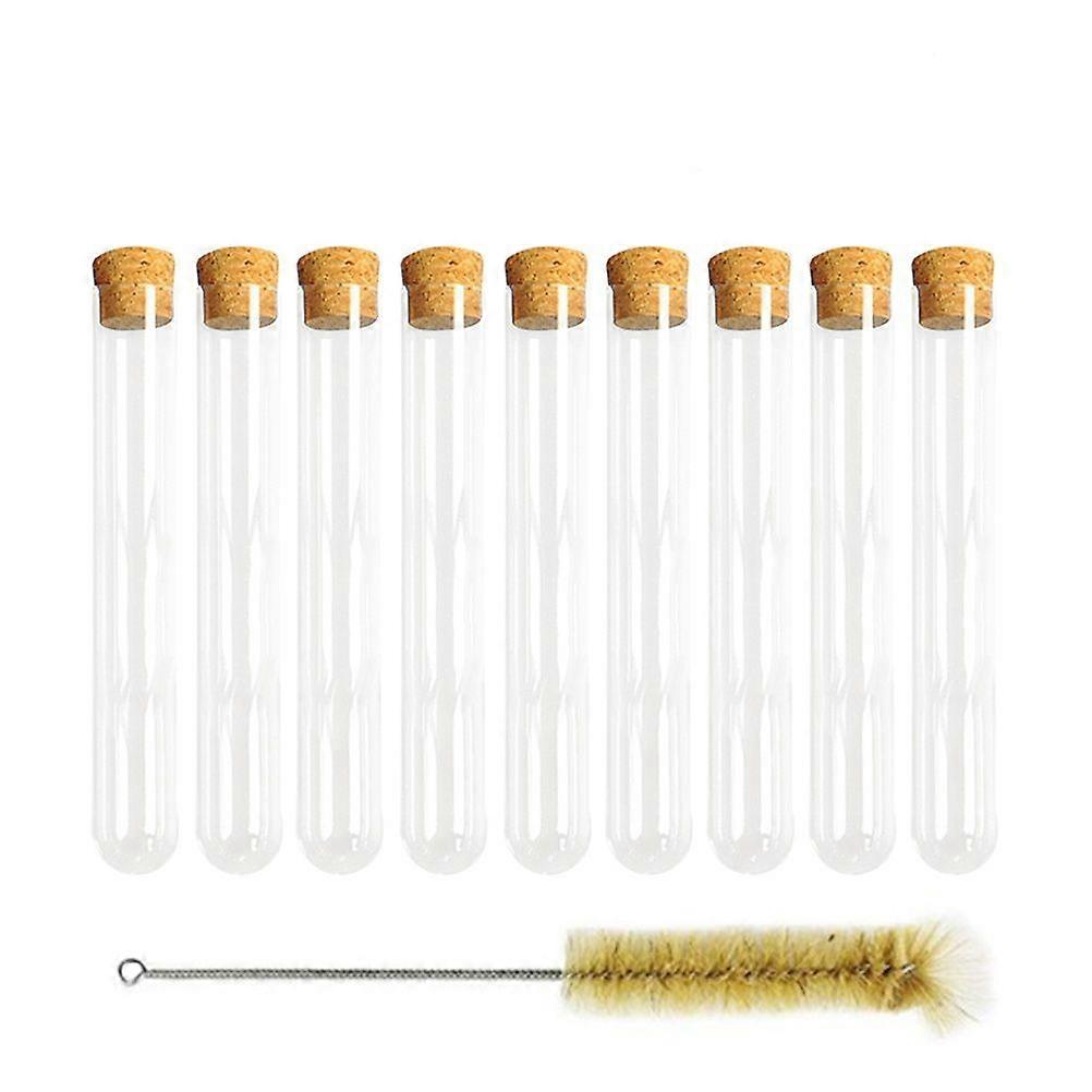 20 قطعة أنابيب اختبار زجاجية شفافة مع سدادات الفلين وفرشاة للتجارب العلمية تخزين سائل مسحوق 20x150mm