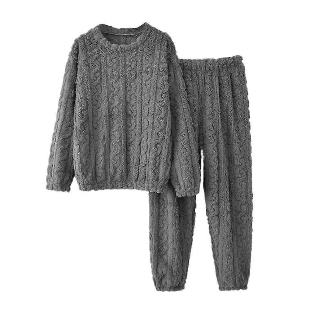 Flannel Pajama Set Solid Color Couple Homewear Thickened Warm Winter