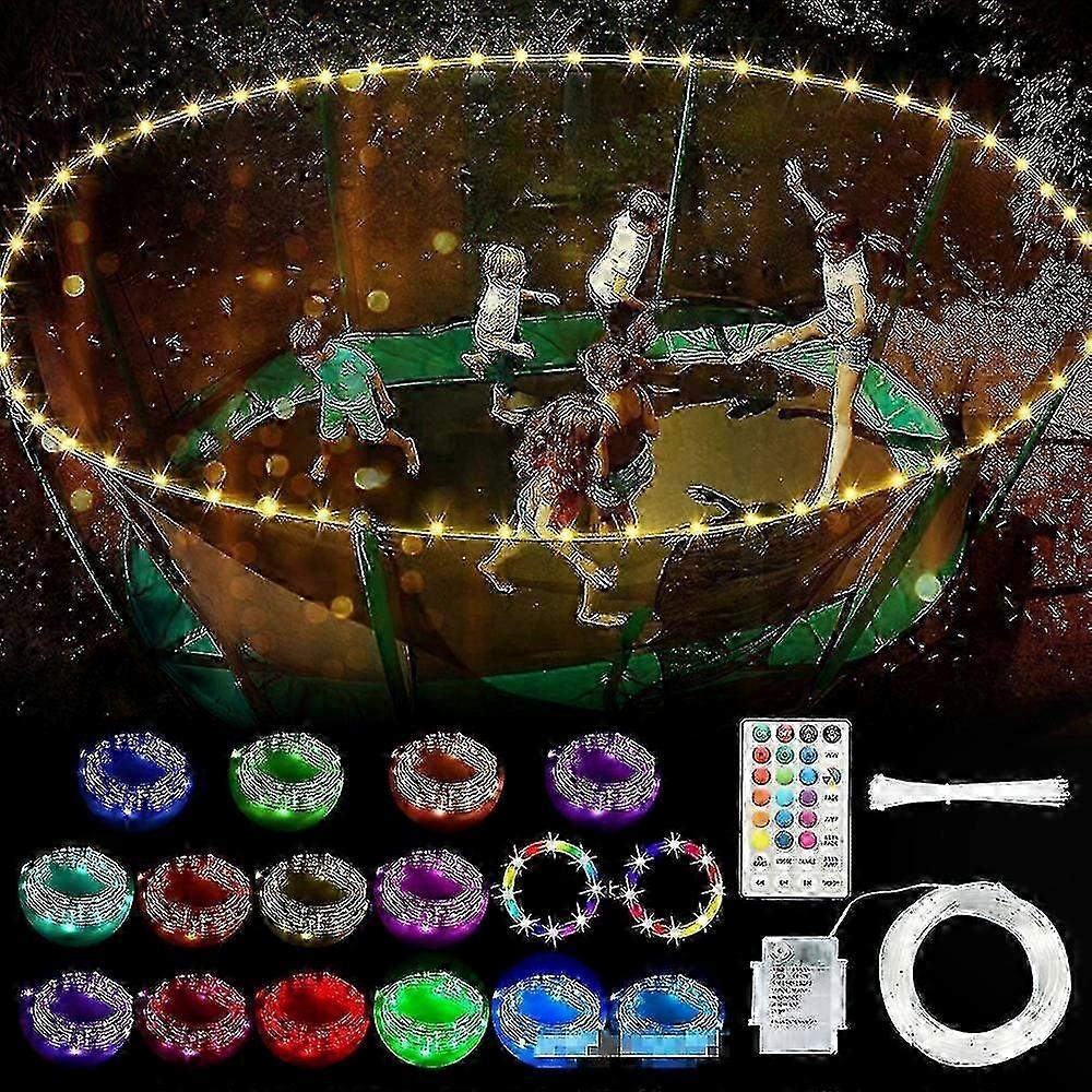 LED Trampoline Sprinkler with Remote Control and 39.4ft Water Hose for Outdoor Fun