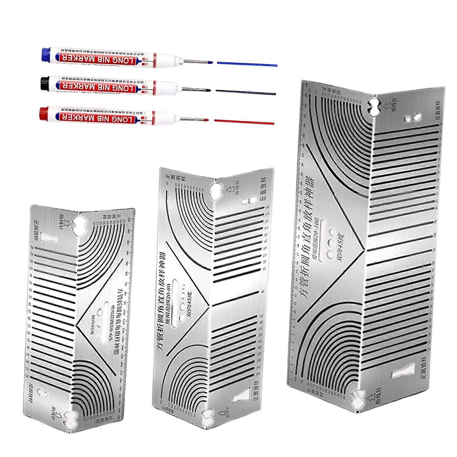 3Pcs Angle & ARC Marking Tool Scriber for Welding Drawing Ruler Metalworking