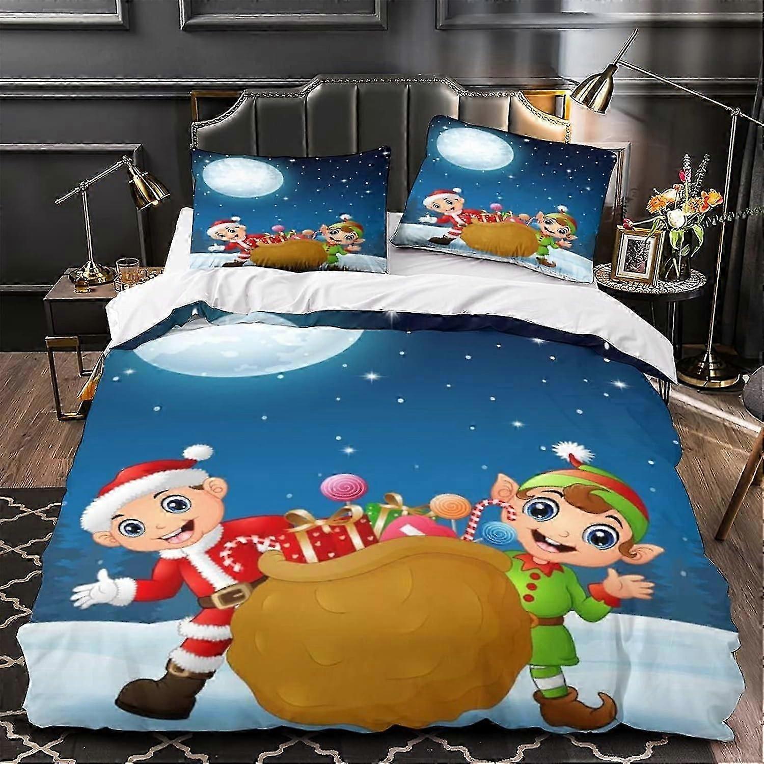 Conjunto de Capa de Edredom com Conjunto de Presente de Natal com Impressão de Natal para Crianças Adolescentes Adultos Capa de Edredom com Fechamento