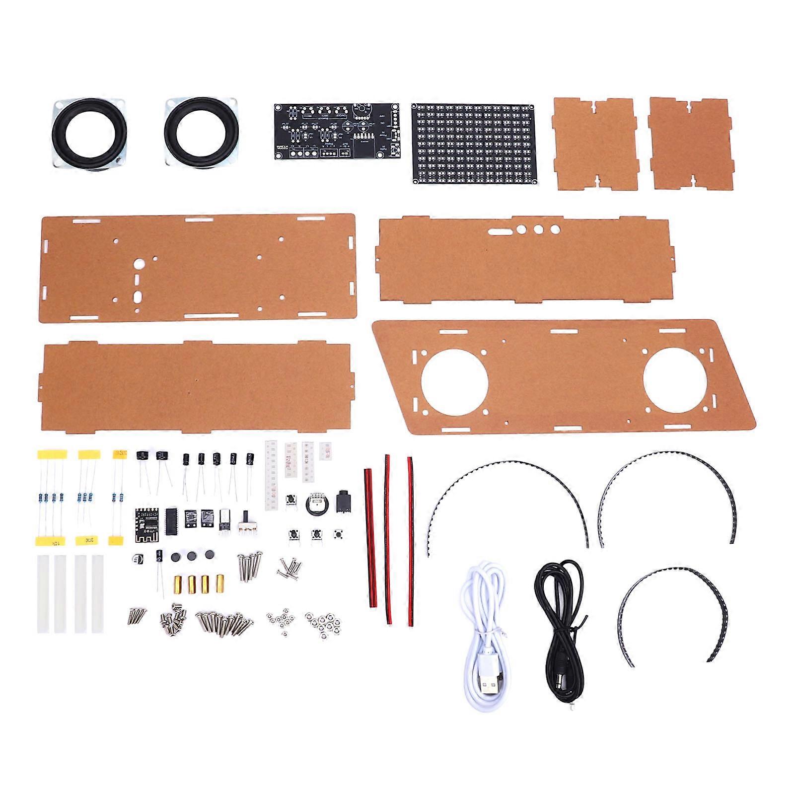 Bluetooth Spectrum Speaker Kit LED Rhythm Lamp Sound FM Soldering Practice Project HU-049