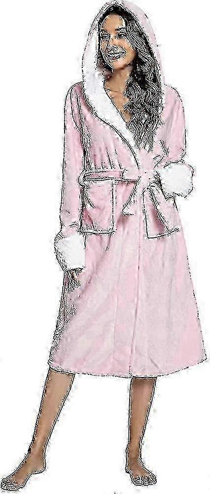 Women's Oversized Hooded Robe, Soft Sherpa Plush Bathrobe Blanket