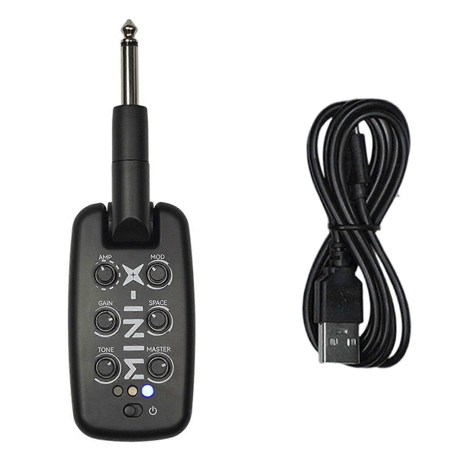 Electric Guitar Headphone Amp Multiple Effects Device Plug In Style Intuitive Controls Studio For Practice Performances  Black