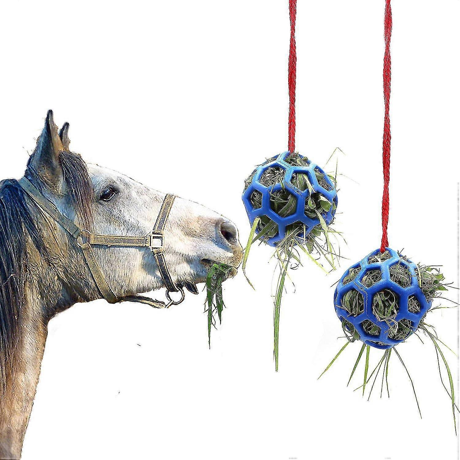 Hanging stable toys for animals - Set of 2 pony balls with hay feeders