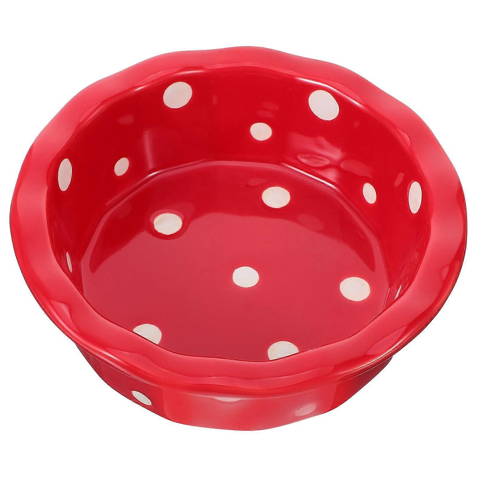 Ceramic Dessert Bowl Red Versatile Serving for Yogurt Salad Snacks Baking Stylish Durable