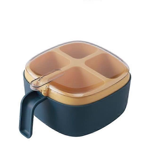 4 in 1 Spice Jar Set with Measuring Spoon, Multi Compartment Seasoning Box for Kitchen Herbs