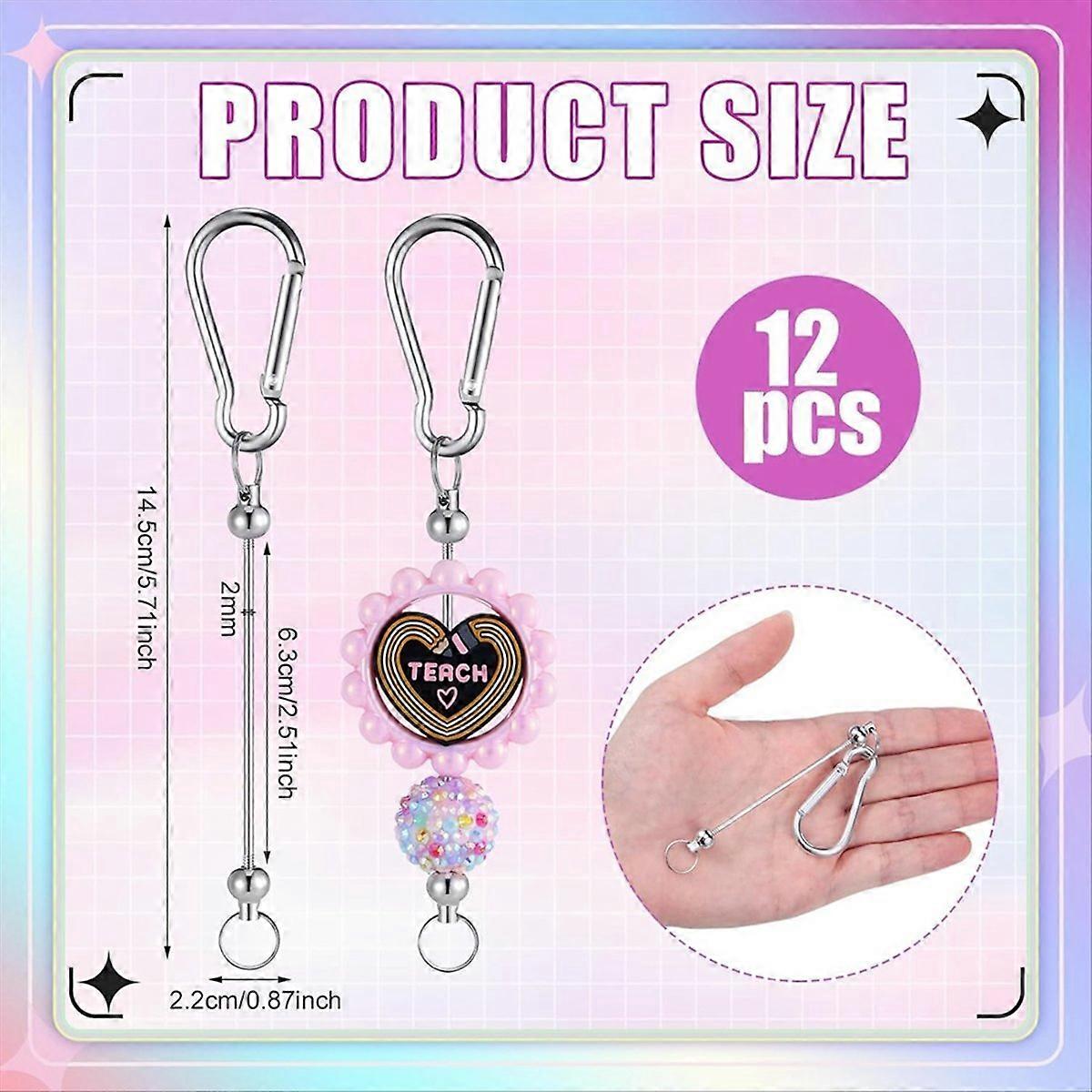 Beadable Keychain Bars Silver Bead Keychain Bulk DIY Blank Keychain