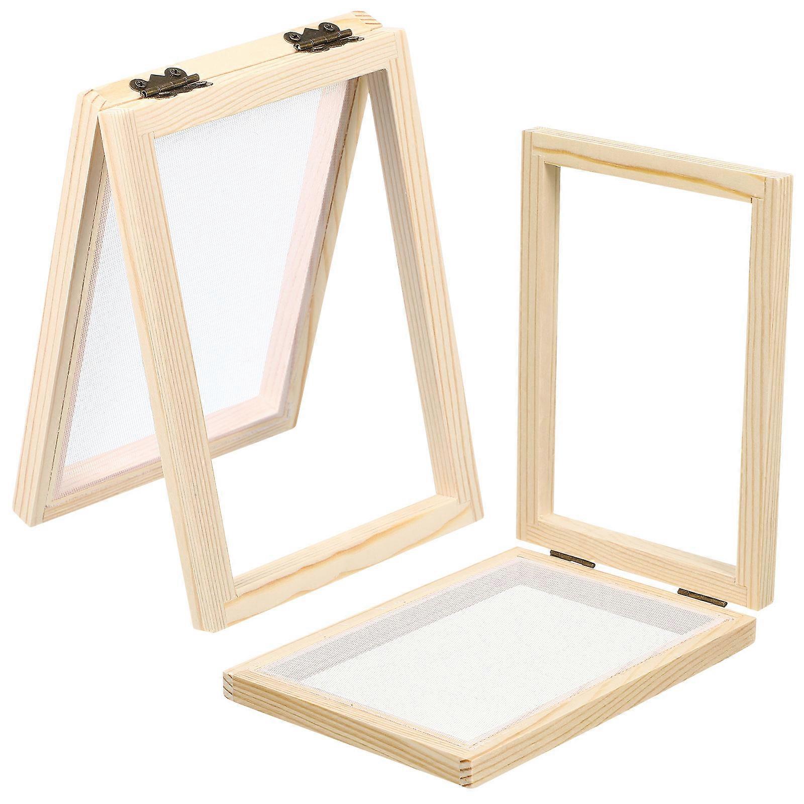 2Pcs Wooden Paper Making Frame DIY Wood Frame for Paper Making Screen