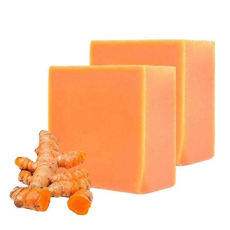 2x Nature Turmeric Handmade Soap Bar For Face & Body Dark Spot Corrector Remover,Moisturizing Erase Fine Lines,Firmin Friendly
