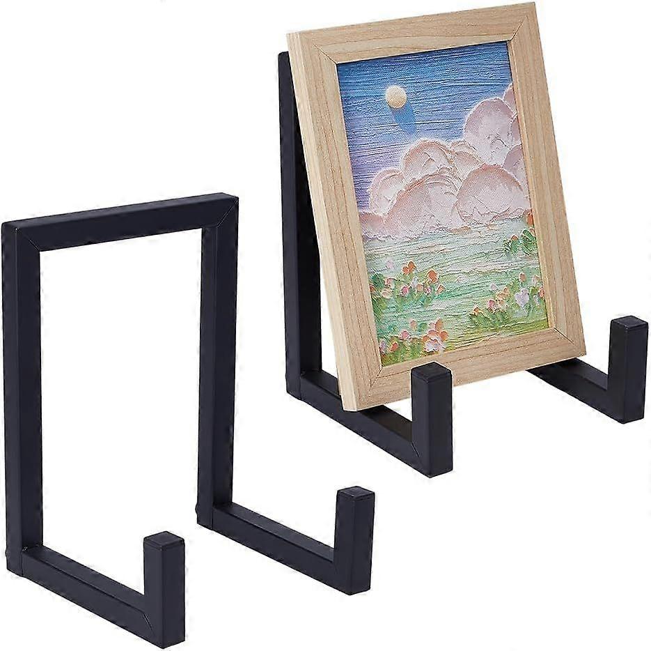 2Pcs Plate Stands for Display Plate Holder Display Stand Picture Frame Stand Black Metal Iron Frame Holder Stands Decorative Table Top Easels for Book