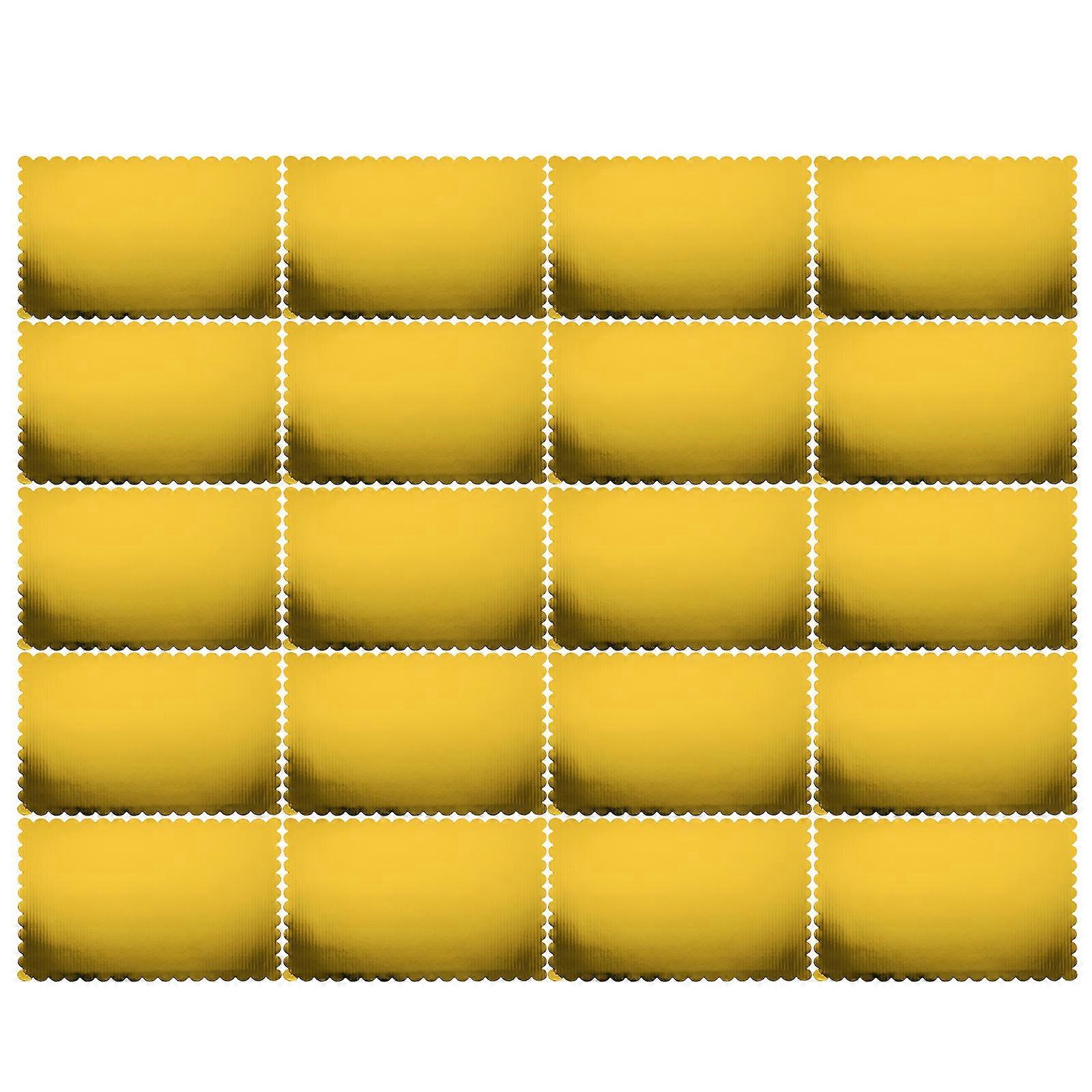 20Pcs Golden Cake Cardboard Base for Baking Use with Wave Edge Design