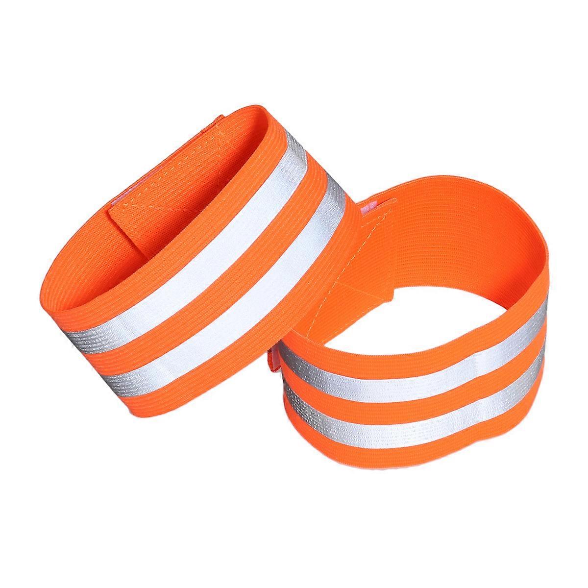 Reflective Elastic Band Safety Strap Armband for Jogging 2Pcs Orange