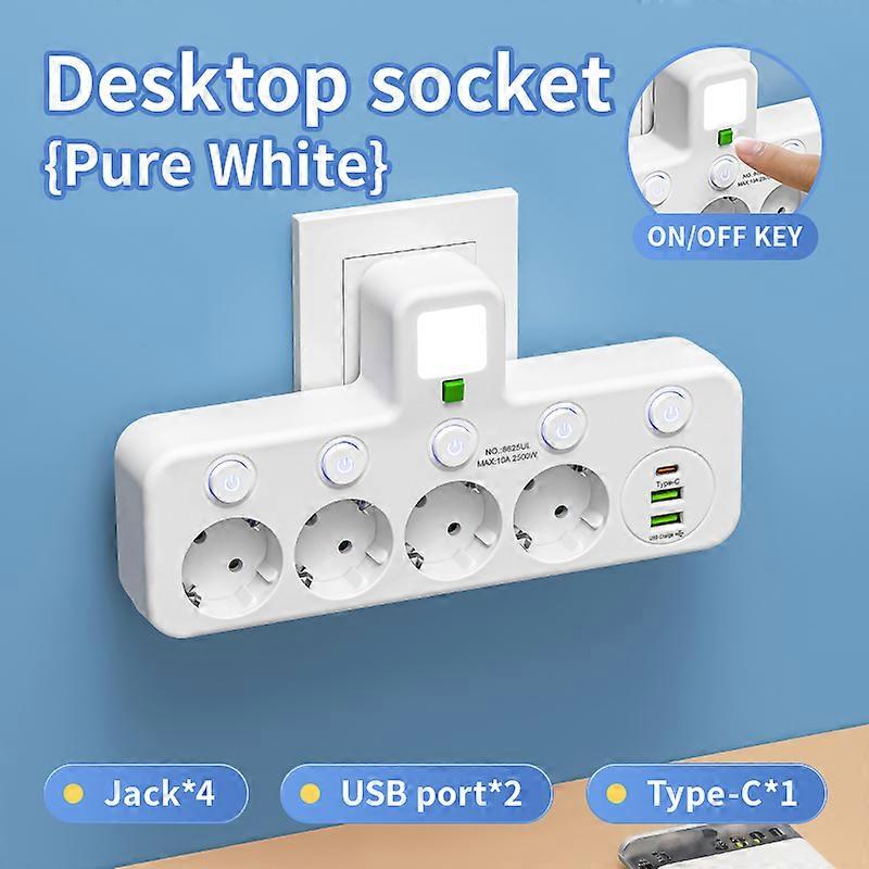 EU Plug Outlet 4 Sockets Electrical Socket No Extension Cord With USB Type-C Ports Two specifications