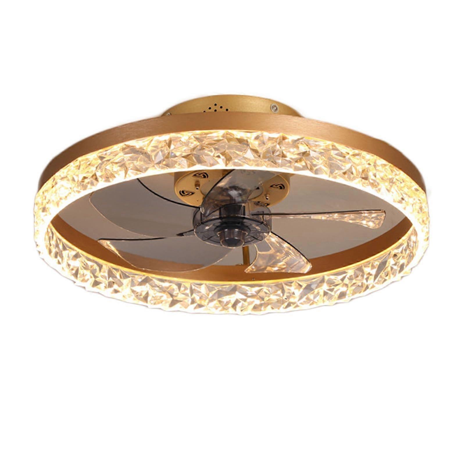 Low Profile Ceiling Fan with Light, Dimmable LED, Remote, Quiet, 6Speed, Gold, for Bedroom