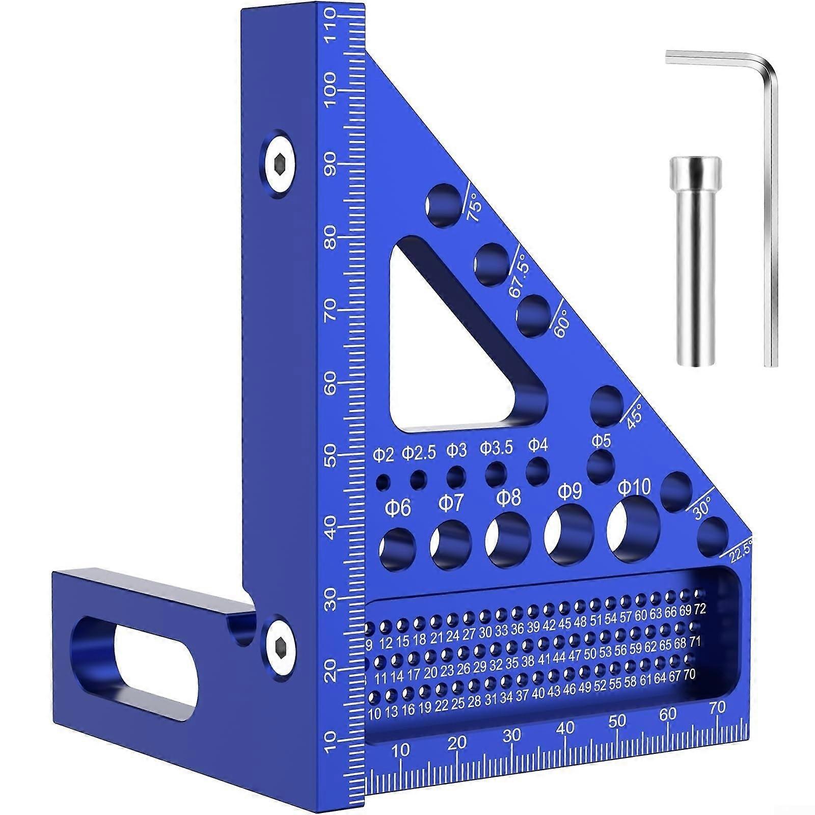 Angle Measuring Ruler with Preset Angle Markers, DualSided Scale Aluminum Alloy for Woodworking
