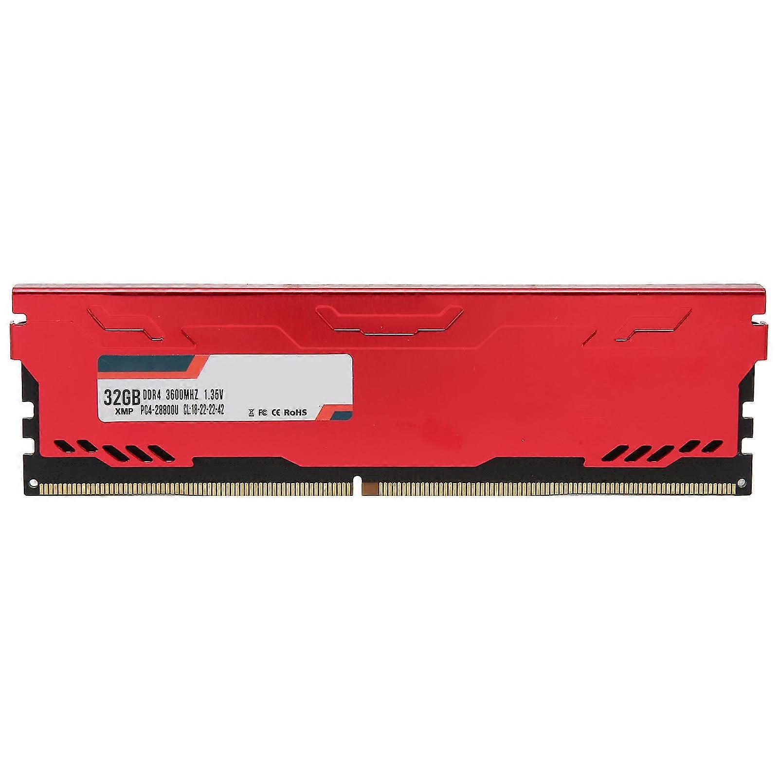 32GB DDR4 3600MHz Desktop Memory Module Red Aluminum Case